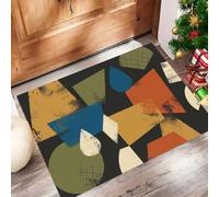 UOMSKTY Goutte d'eau, Polygone Abstrait Rétrotapis Entree Interieur Extérieur90 X 150 Cmtapis D'Entrée Motif Arc Antidérapant, Lavable, Absorbant, Retient Saleté Et Humiditéjaune Terre