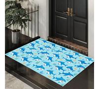 UOMSKTY Tapis D’Entrée Intérieur60 X 90 Cm-Paillasson Lavable À Motifsdessin Animé Mignon,Tapis Antidérapant pour Entrée,Cuisine Ou Chambre,Paillassonrequin, Algues, Étoile De Mer
