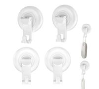 Uonguon Lot de 4 crochets à ventouse amovibles sans perçage pour salle de bain, étanche, robuste, 16 cm, noir et blanc