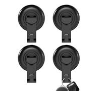Uonguon Lot de 4 crochets à ventouse amovibles sans perçage pour salle de bain, étanche, robuste, 16 cm, noir et blanc