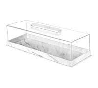 Uonguon Plateau à gâteau avec couvercle, support à dessert rectangulaire en acrylique, présentoir à pâtisserie multifonctionnel, design transparent/élégant, idéal pour les fêtes, la maison, la cuisine