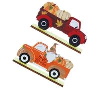 Uonlytech 2 Pièces Décoration Intérieure en Bois Style GNOME Citrouille pour Thanksgiving Panneau de Récolte, Ornement d'automne pour Bureau ou Vitrine