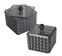 Uonlytech 2 pièces Organisateur Vanity Transparent Acrylique avec Grain Diamant Boîte de Rangement Maquillage pour Cotons-tiges et Accessoires Salle de Bain