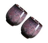 Uonlytech 2 Pièces Tasse à Thé Kung-fu Délicate en Céramique 150ml Rouge | Petite Contenance, Prise en Main Confortable, Surface Lisse, Nettoyage Facile, pour Bureau et Dégustation