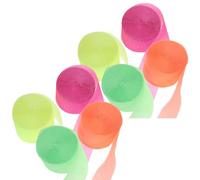 Uonlytech 8 Rouleaux de serpentins Papier crépon pour décorations guinguette et Anniversaire, Papier Fluorescent à découper pour fêtes sous lumière Noire