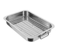 Uonlytech Acier Inoxydable Plaque de Cuisson Rectangulaire pour Four | Grille Inox Incluse, Usage Pratique pour Desserts et Snacks, Finition Argenté, Entretien Facile