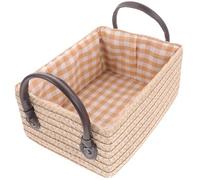 Uonlytech Bac de Rangement Tissé PP Beige, Petit Modèle 23x17,5x10,8 CM | Organisateur de Rangement Léger, Grosse Capacité pour Vêtements et Autres Objets, Usage Placard et Maison