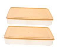 Uonlytech Boîte de Rangement pour Œufs Beige en Plastique, Grosse Capacité, Empilable Couvercle et Compartiments pour Protection des Œufs, Lot de 2 pour Réfrigérateur