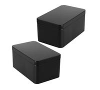 Uonlytech Boîte de Rangement Rectangulaire en Métal 2pcs avec Couvercle, Étanche et Portable, Thé, le Voyage Rangement la Maison