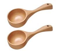 Uonlytech Cuillère à Riz en Bois, Louche à Eau, Cuillère à Café, Bois, Khaki, une Pièce, pour Soupe Chaude ou Eau