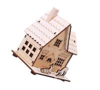 Uonlytech Décoration Lumineuse de Fête en Bois Beige Petite Maison Suspendue LED, Ornement Chic et Chaleureux pour Célébration et Bureau