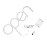 Uonlytech Enseigne Lumineuse LED Néon Open Blanche en Pvc Alimentation Usb, Décoration Murale Élégante pour Occasions Spéciales comme Nouvel An et Fêtes
