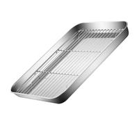 Uonlytech Grille en Acier Inoxydable Plaque de Cuisson Profonde, Argenté | Fond Plat, Cuisson Homogène et Refroidissement Facilité, Format Rectangulaire, Usage la Cuisine, Rôtissage