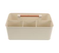 Uonlytech Panier Métallique pour Outils de Jardinage avec Compartiments Poignée Bois Caddy Portable et Multifonction Beige pour Usage Extérieur et Intérieur