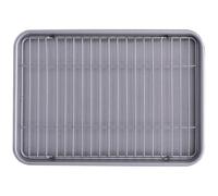 Uonlytech Plat à Four Rectangulaire en Acier au Carbone Noir avec Grille | Antiadhésif, Surface Lisse et Usage Facile, pour Pizza et Aliments, la Cuisine de Restaurant