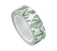 Uonlytech Ruban Adhésif Washi Décoratif à Motifs de Plantes Tropicales, 1 Rouleau en Papier Washi Adhésif Vert et Blanc, pour Décoration de Cahiers et Emballages