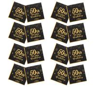 Uonlytech Serviettes de Table en Papier Noir et Or 20 Pièces pour Anniversaire 50, Jetables, Usage Polyvalent, pour Réunion de Famille