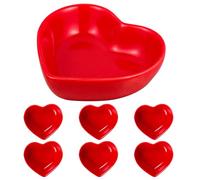Uonlytech Set de 6 Assiettes Coeur Céramique Rouges, Plats de Sauce Pratiques et Plats à Tremper, Compatibles Micro-ondes et Four, pour Servir Sauces et Bonbons