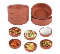 Uooker Lot de 6 bols en terre cuite, faits à la main, marron émaillé, pour la cuisson de délicieux desserts et repas pour tapas, sauces, gratins et autres dîners de fête