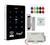Uoonner Tuya Kit de système de contrôle d'accès intelligent : clavier étanche IP68 + verrouillage magnétique de 180 kg + bloc d'alimentation + bouton de déverrouillage + 10 porte-clés RFID, convient