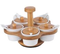 uoXHFdh Ensemble de 5 pots à condiments en céramique, contenants for sucre, sel et poivre avec couvercles plateau for la cuisine