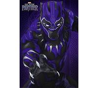 Up Close Poster Marvel Black Panther - Glow (61cm x 91,5cm) + 2 tringles Transparentes avec Suspension