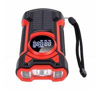 UPALDHOU Radio d'urgence à énergie Solaire à Manivelle, Radio Météo Portable AM FM NOAA avec Haut-Parleur Bluetooth, Lampe de Poche pour L'extérieur (Rouge)