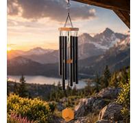 UpBlend Outdoors Carillon éolien pour extérieur - Carillon éolien Noir de 73,7 cm pour l'extérieur, Carillon à Vent Zen pour extérieur, Carillon à Vent décoratif pour Maman, Grand-mère, Cadeaux pour