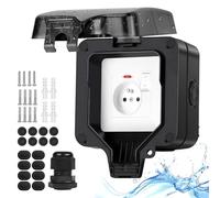 Upgrade Profond Prise extérieure étanche IP66, Prise etanche saillie avec interrupteur lampe, Prise de jardin courant électrique extérieure verrouillable, murale coffret boitier individuelle-noire