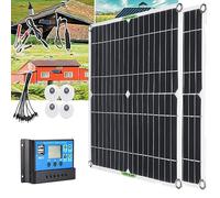 UPIKIT Kit De Panneau Solaire 200 W 400 W 600 W 800 W avec Contrôleur 30 A/60 A, Chargeur De Batterie 12 V, Adapté pour Camping-Car, Hangar à Bateaux, Ferme, Toit,2x200W-60Acontroller