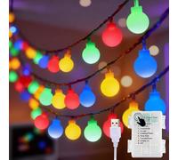 Uping Guirlande Lumineuse Extérieure Guinguette 100 LED 15,5m à Pile/USB | Éclairage multicolore 100 boules. Étanche IP44, 8 modes avec minuterie. Déco Noël intérieur/extérieur sapin jardin chambre