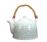UPJAKS Théière en céramique de Porcelaine avec poignée en Bambou et passoire en Acier Inoxydable 900 ML en Vrac et théière Chinoise en Fleurs pour la Cuisine à Domicile