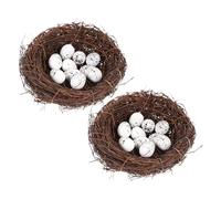 UPKOCH 12 Pièces Nid D'oiseau Décoratif en Écume Œufs Artificiels pour Décoration de Pâques, Accessoire pour Maison, Fête ou Boutique, Décor Naturel et Élégant