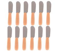 UPKOCH 12Pcs Couteau à Beurre Spatule Épandeur de Beurre en Acier Inoxydable avec Manche en Bois pour Sandwich Fromage à