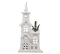 UPKOCH Chalet de Noël Lumineux en Bois Blanc pour Décoration Intérieure | Maison Village Festive, Charme Saisonnier, Usage Salon, Vitrine et Table, Pièce Décorative pour Ambiance de Fête