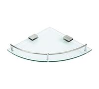 UPKOCH Étagère d'angle en Verre Perforé, Support Mural Triangulaire, 1 Set | Acier Inoxydable et Verre, Installation par Perçage, pour Coin de Bain et Balcon, Usage Quotidien