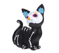 UPKOCH Figurine de chat du jour des morts Figurine de chien des morts Statue de chien Halloween crânes en sucre Sculpture d'animal Figurine squelette effrayante