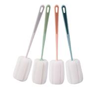 UPKOCH Lot de 4 Brosses à Éponge pour Bouteille Manche Long en Plastique, Brosse de Nettoyage Multifonctionnelle pour Gourde, Tasse et Ustensiles, Éponge Douce Blanche, Bleue, Verte