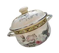 UPKOCH Marmite à Fond Plat Résiste aux Hautes Températures en Émail Beige Couvercle, Casserole Épaisse Transfert de Chaleur Rapide pour Soupe Maison