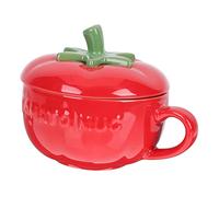 UPKOCH Mug à Café Forme Tomate Petit Modèle en Céramique avec Couvercle, Gobelet à Eau Domestique, Tasse à Thé Rétro, Usage Maison et Bureau,