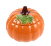 UPKOCH Pot à Friandises Fête Halloween en Céramique, Forme Citrouille | Couvercle, Orange, Large Ouverture, Rangement Snack, Tables Thanksgiving, Réunions Familiales