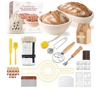 UPOMGGE Banneton Pour Pain, Kit Boulangerie Levain, Corbeille a Pain en Rotin Naturel 23 cm Rond et 25 cm Ovale, Panier Fermentation Pain set pour les Débutants et Professionnels