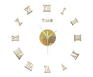 Uposao Moderne DIY Grand Pendule Murale 3D Mirror Stickers Horloge Montre Murale Horloge Moderne sans Cadre Chiffres Romains Montre Murale Home Office Décoration Amovible
