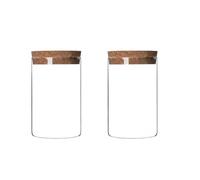 Upstore Lot de 2 boîtes de conservation en verre transparent de 250 ml avec bouchon en liège pour grains de café, thé, sel, sucre, biscuits, fruits secs, noix, bonbons