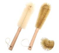 UPTALY 1 brosse à bouteille en nylon de 32 cm, 1 brosse à vaisselle en poils de 31 cm, manche en bois de hêtre, brosse de nettoyage de cuisine, pliable, pour bouteille à col étroit, bouteille d'eau