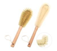 UPTALY 1 brosse à vaisselle à poils de 26 cm, 1 brosse à bouteille en nylon de 31 cm, manche en bois de hêtre, brosse de lavage pliable, pour jag d'eau, tasse, pot, évier, gobelet, poêle
