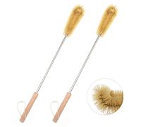 UPTALY Lot de 2 brosses Extra Longues en Poils de Porc naturels (61 cm), avec Manche en Bois de hêtre, Brosse de Lavage avec tête Pliable, Brosse à Tasse avec poignée allongée
