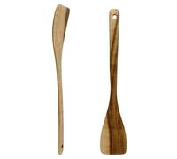 UPTALY Lot de 2 spatules en bois fin pour omelette (27 cm x 4,5 cm), spatule en bois biseautée à 15 degrés, pour petite poêle et mini poêle antiadhésive, bois d'acacia naturel, sans épissure, spatule
