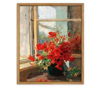 UPWOIGH Art mural encadré de coquelicots rouges, art mural vintage, décoration de ferme moderne, imprimé fleurs rouges, décoration murale antique 30,5 x 40,6 cm