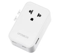 UPXNBOR Adaptateur Prise Universelle Ultra-fin, Adaptateur Voyage 15 W | Adaptateur universel de voyage, 1 USB-A, 2 USB-C, 1 prise secteur, fusible 10 A, sécurité enfant, Type A/B/C/E/F/I, 200+ pays